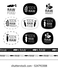 vector raw product cute sign set