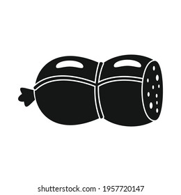 vector raw smoked sausage black simple icon. Vector raw smoked sausage black simple icon isolated on white background for web and advertising