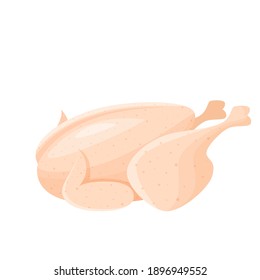 Vector Raw Whole Chicken. Icon Meat Birds For Design Farm Product And Market.