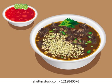 Vector - Rawon , Surabaya, East Javanese Beef Soup, Indonesian Food