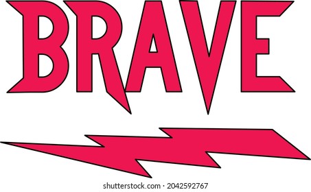 vector ray brave letter apparel typography pink and black line white background