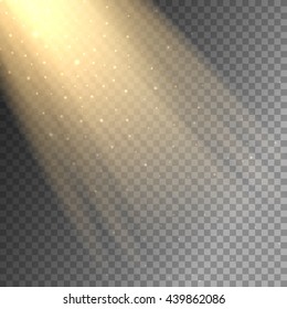 Vector ray of light on transparent checkered background