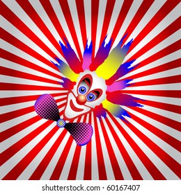 vector ray pattern red & white background with clown