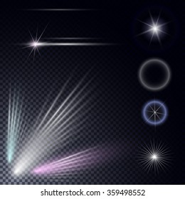 vector rays on a plaid background. Transparent patches of light. spotlight