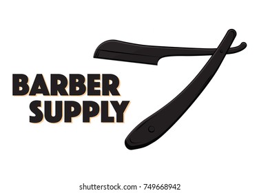 Vector razor barber supply icon. Men grooming barbershop sign.  Retro beard symbol, dangerous hot towel shave. 