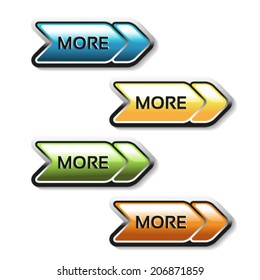 Vector read more buttons with arrows - labels on the white background