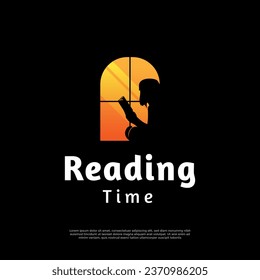 Vector reading book logo design inspiration