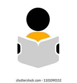 vector reading book symbol, education icon - library sign