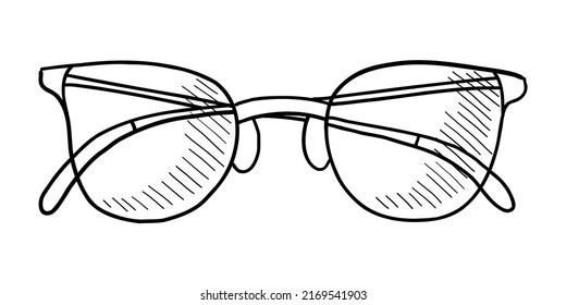 VECTOR READING GLASSES ISOLATED ON A WHITE BACKGROUND. DOODLE DRAWING BY HAND