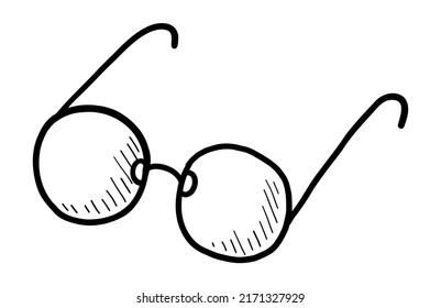 VECTOR READING GLASSES ISOLATED ON A WHITE BACKGROUND. DOODLE DRAWING BY HAND