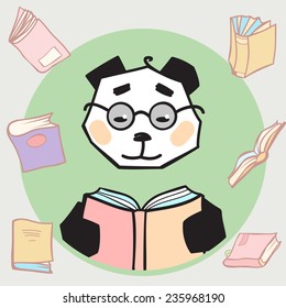 Vector reading panda