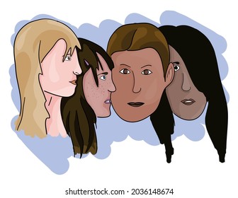 Vector real classmates portrait illustration