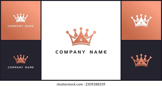 vetor de logotipo real coroa e ícones, pode ser usado em vários meios facilmente, editável