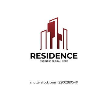 Vorlage für Vektorimmobilien und Architektur mit roten Designs