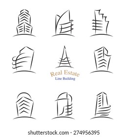 Vector : Real estate building icons in line stroke style ,Property development concept design