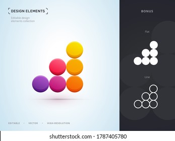 Vector real estate, company growth logo design template. Material, fluent, origami paper, flat and line style