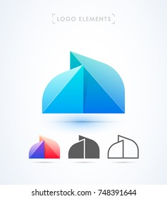 Vector Real Estate, construction, abstract buildings logo template. Origami paper style. Crystal shape