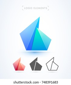 Vector Real Estate, construction, abstract buildings logo template. Origami paper style. Crystal shape