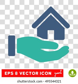 Vector Real Estate EPS vector icon. Illustration style is flat iconic bicolor cobalt and cyan symbol on a transparent background.
