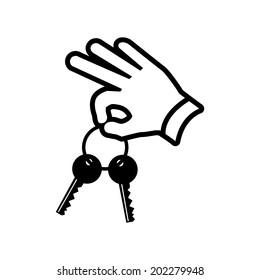 vector real estate hand holding keys icon | modern flat design black pictogram isolated on white background