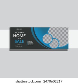 Vector real estate house property facebook cover banner template