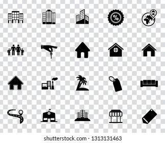 Vector Real Estate Icons, Sale And Rent Sign Symbols - Commercial Residential Building. Property Mortgage Silhouette