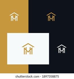 Vector real estate with initial Letter HM or MH Logo design template