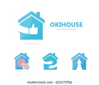 Vector of real estate and like logo combination. House and best symbol or icon. Unique home and rent logotype design template.