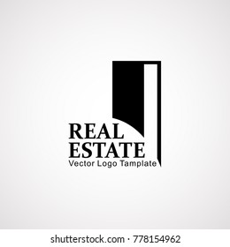 Vector real estate logo. Black and white