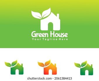 Vector Real Estate Logo Design Template - Home Cleaning Symbol - Green House - 3d Logo