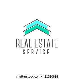 Vector real estate logo design, realtor icon suitable for info graphics, websites and print media. Vector, flat badge, label, clip art. Lineart style. Elegant Thin line design. Trending Colors.