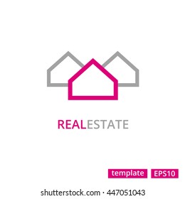 Vector Real Estate Logo icon Three House Silhouettes