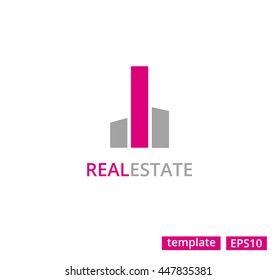 Vector Real Estate Logo icon Three Houses Skyscraper Silhouettes