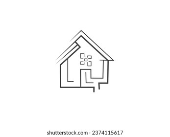 Vector Real Estate Logo, line art. Home logo, Modern icon design.