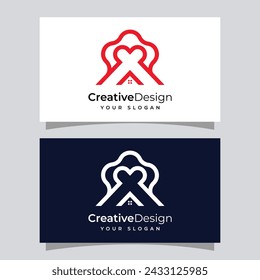 Vector concepto de diseño de logotipo de amor inmobiliario