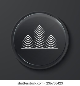 Vector real estate modern black glass circle icon. Eps10
