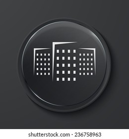 Vector real estate modern black glass circle icon. Eps10