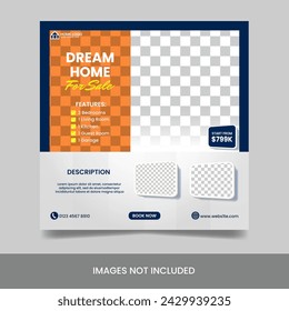 Vector real estate square social media post house promotion banner template