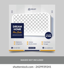 Vector real estate square social media post house promotion banner template