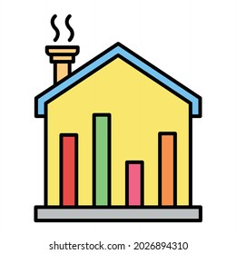 Vector Real Estate Stats Filled Outline Icon Design
