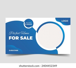 Vector real estate youtube thumbnail or web banner template