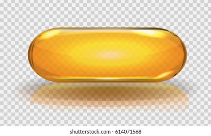 Vector Real fish oil capsule with transparency effect and shadow.