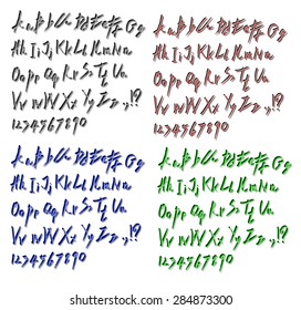 vector real hand Alphabet, uppercase and lowercase letters, digits