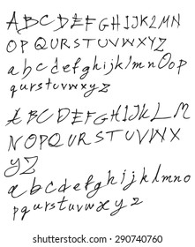 vector real hand Alphabet, uppercase and lowercase letters, digits
