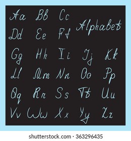 Vector real hand Alphabet, uppercase and lowercase letters.
