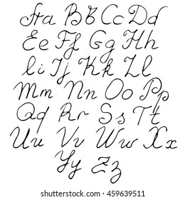 vector real hand Alphabet, uppercase and lowercase letters