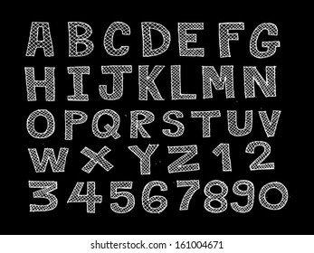 vector real Hand drawn letters font written with a pen