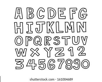 vector real Hand drawn letters font written with a pen