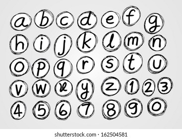 vector real Hand drawn letters font written with a pen 