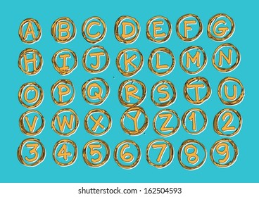 vector real Hand drawn letters font written with a pen 